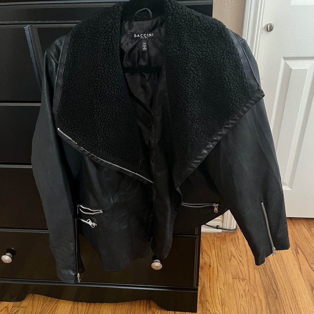 Pleather plus size jacket